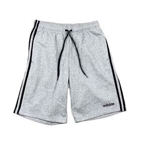 Adidas 3 stripe grey and black fleece shorts